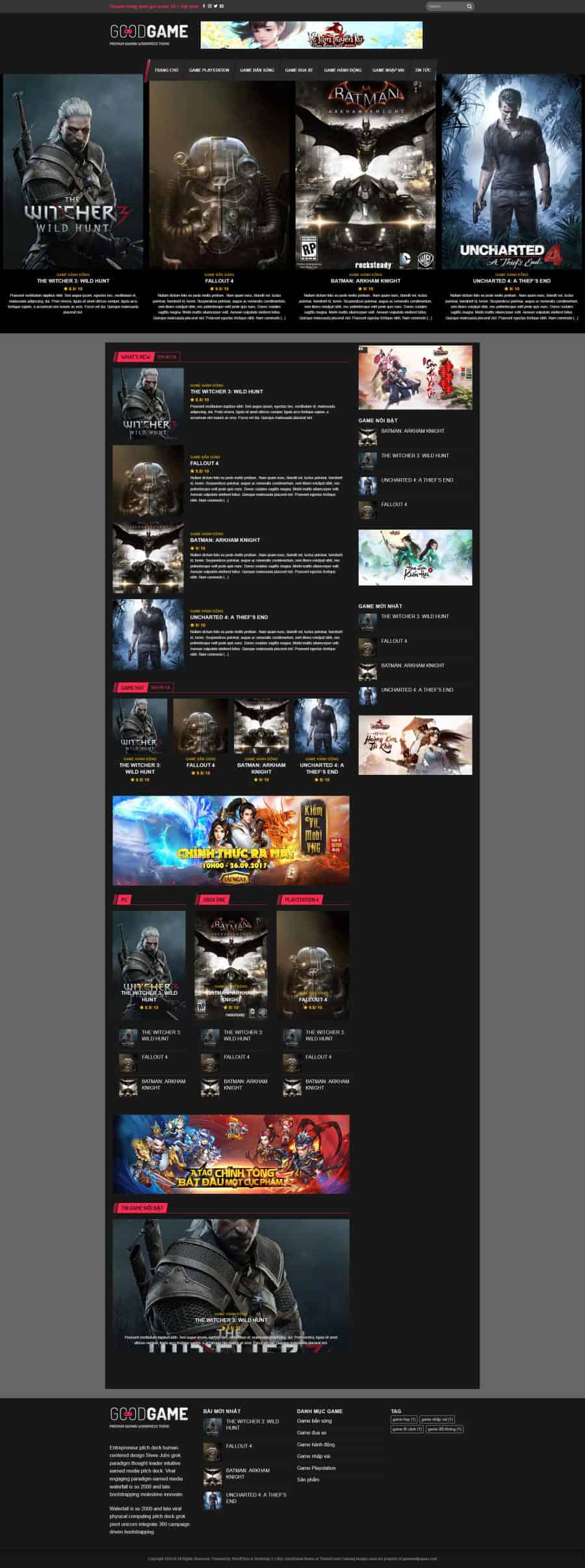 Theme wordpress review quảng cáo game