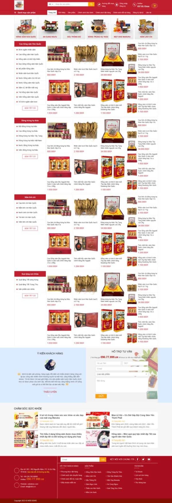 Theme wordpress bán nhân sâm